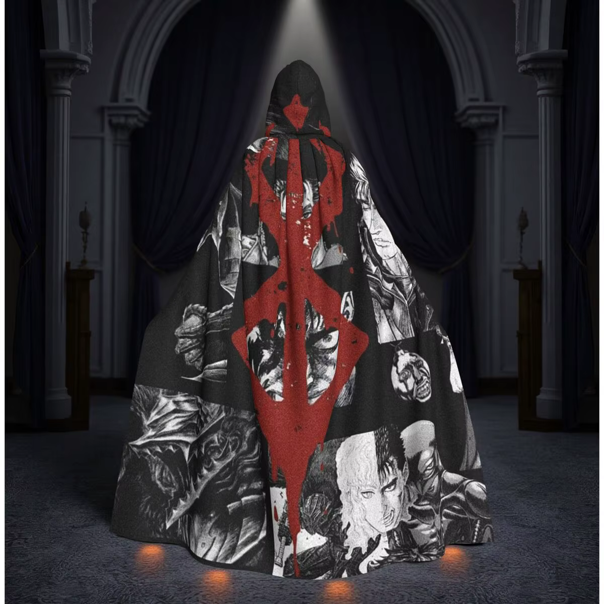 Capa Longa com Capuz de Guts, Espadachim do Anime Japonês Berserk, Traje Medieval de Bruxa, Capa de Cosplay para Halloween, Adulto Unissex