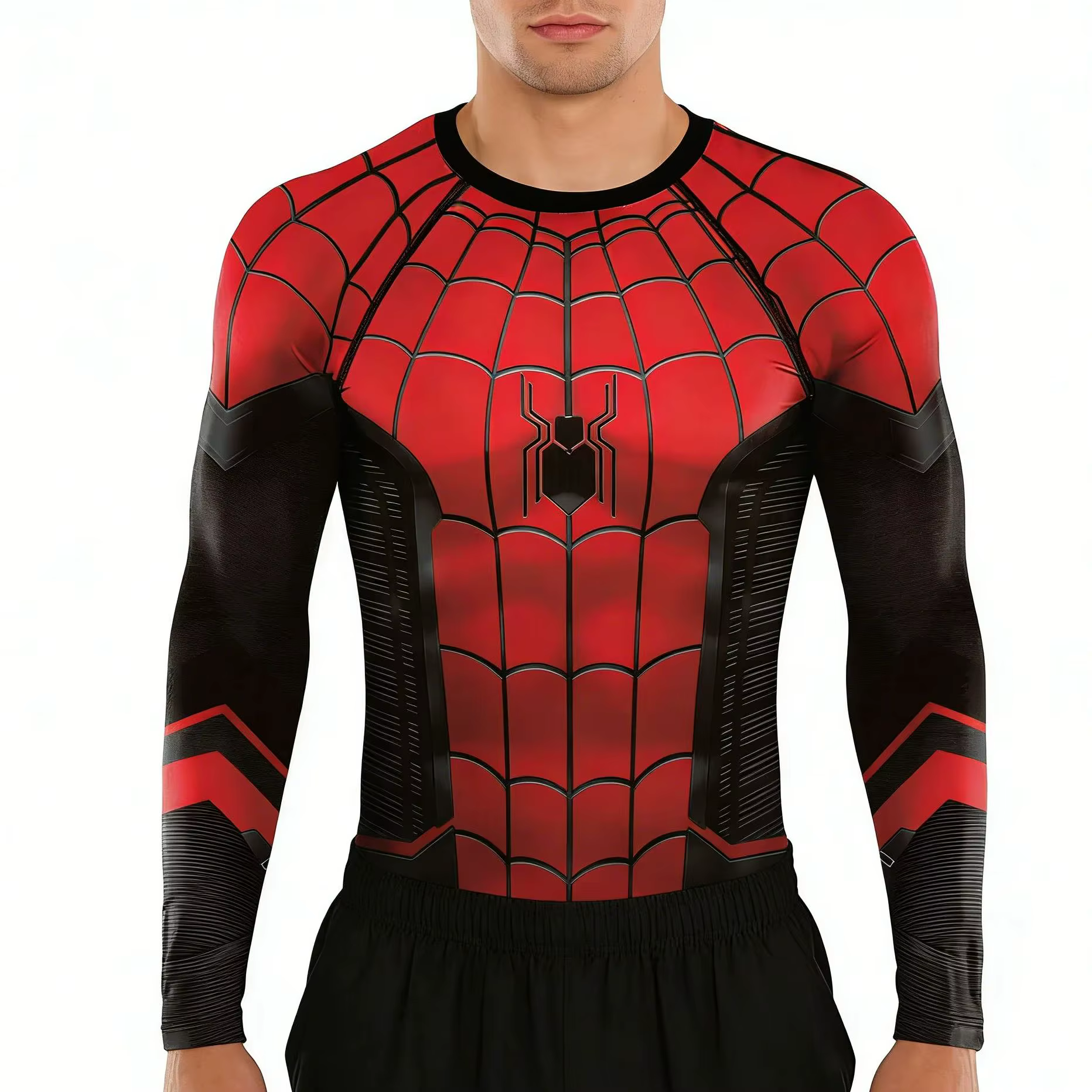 Camisetas de compressão para homens, manga longa, quadrinhos, aranha, cosplay, super-herói, roupas de halloween, adultos, crianças, camiseta para pais e filhos