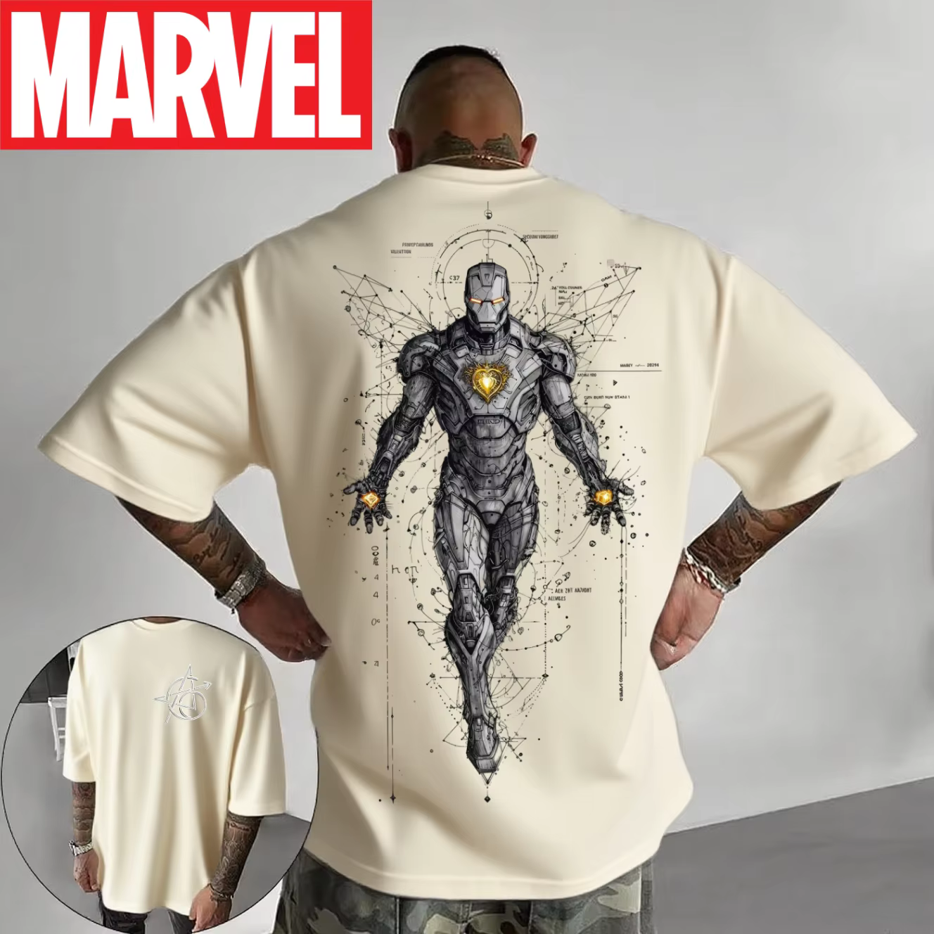 Marvel genuíno 2026 nova camiseta retro super-herói preto homem de ferro impressão em quadrinhos plus size camisola com capuz masculino solto topo térmico