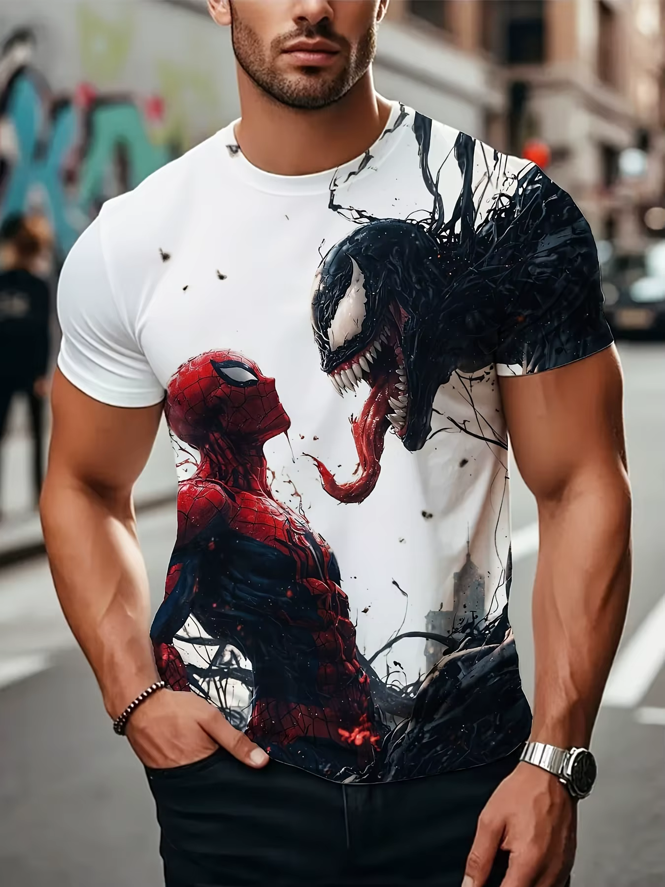 Marvel men veneno manga curta moda camiseta super-herói anime camiseta homem-aranha