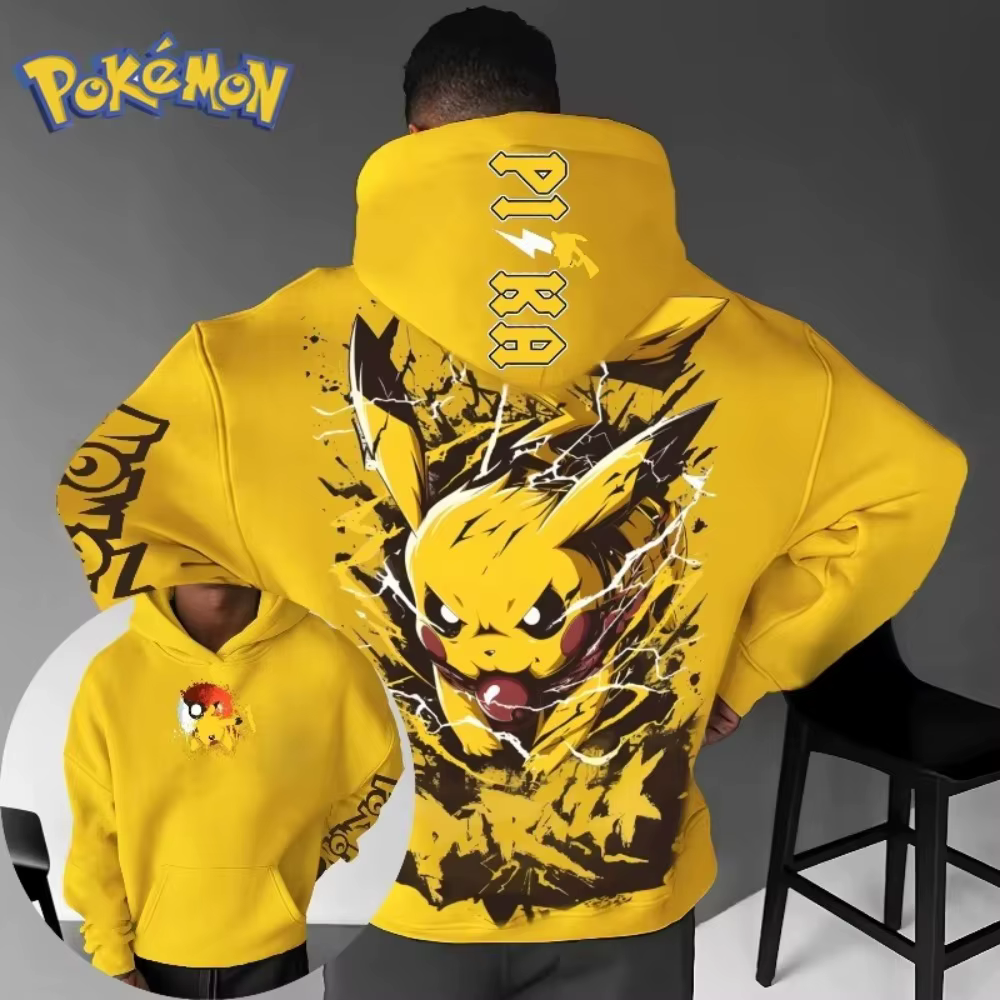 Novo outono/inverno novo jogo pokémon pikachu impresso hoodie masculino e feminino harajuku tamanho grande casual tendência camisola topo