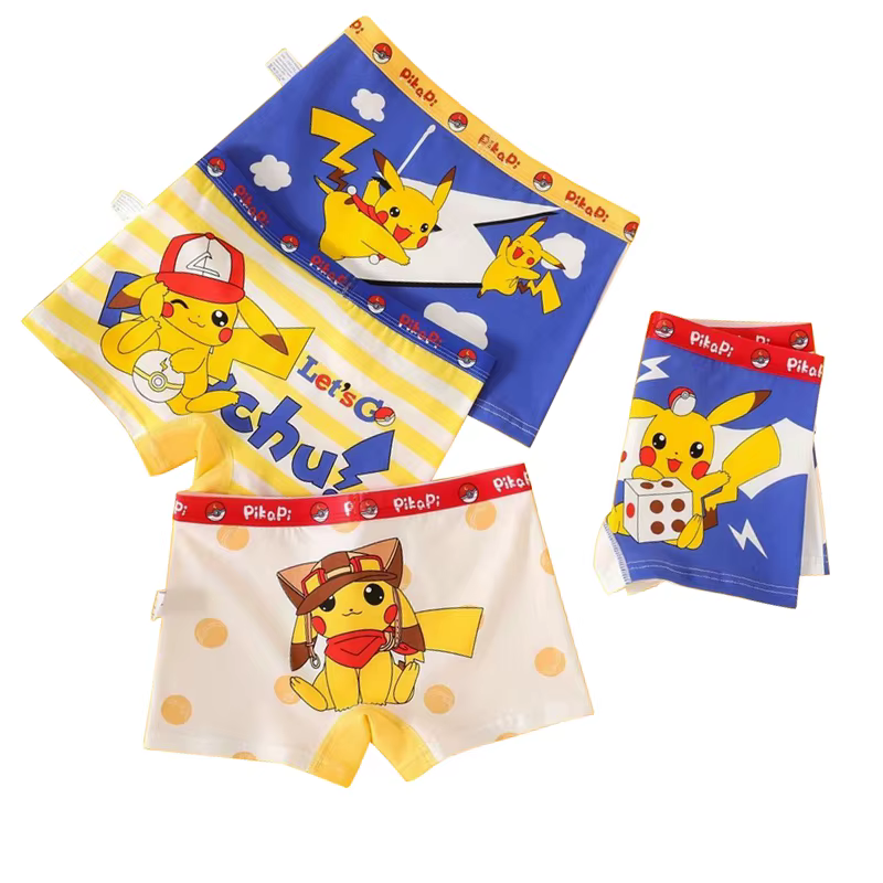 4 pçs pokemon meninos boxer cuecas de algodão anime u bolsa bulge roupa interior dos desenhos animados shorts crianças bonito respirável calças boxer 2-12y