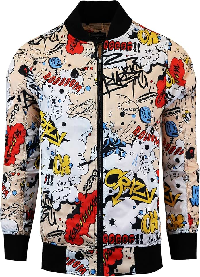 SCREENSHOT Jaqueta Bomber Masculina Streetwear Hip-Hop Urban NY - Moderna Exterior Leve Corta-vento Graffiti Zip Up Top
