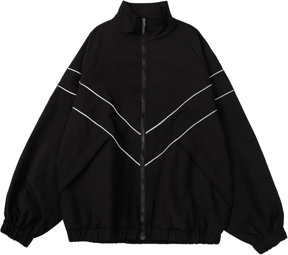 LZLRUN Y2k Jaqueta vintage para homens e mulheres jaqueta refletiva com zíper Y2k roupas jaqueta universitária jaqueta punk leve