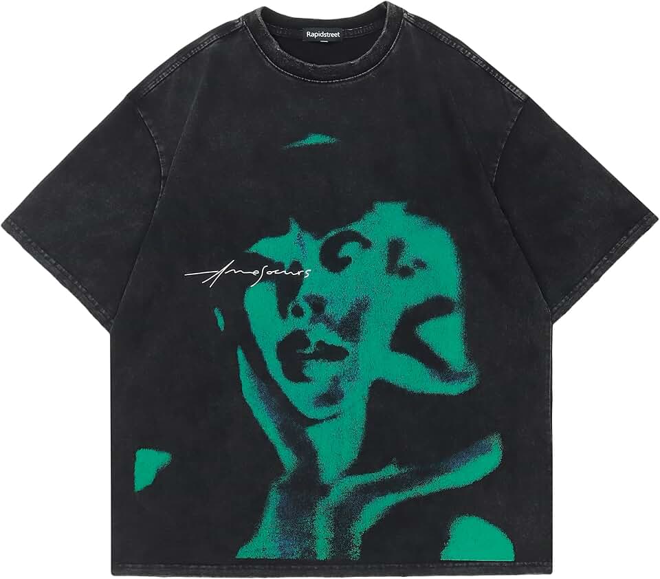 Rapidstreet Camiseta Streetwear Aesthetic Graphic Eyes Relaxada Camiseta Masculina Unissex