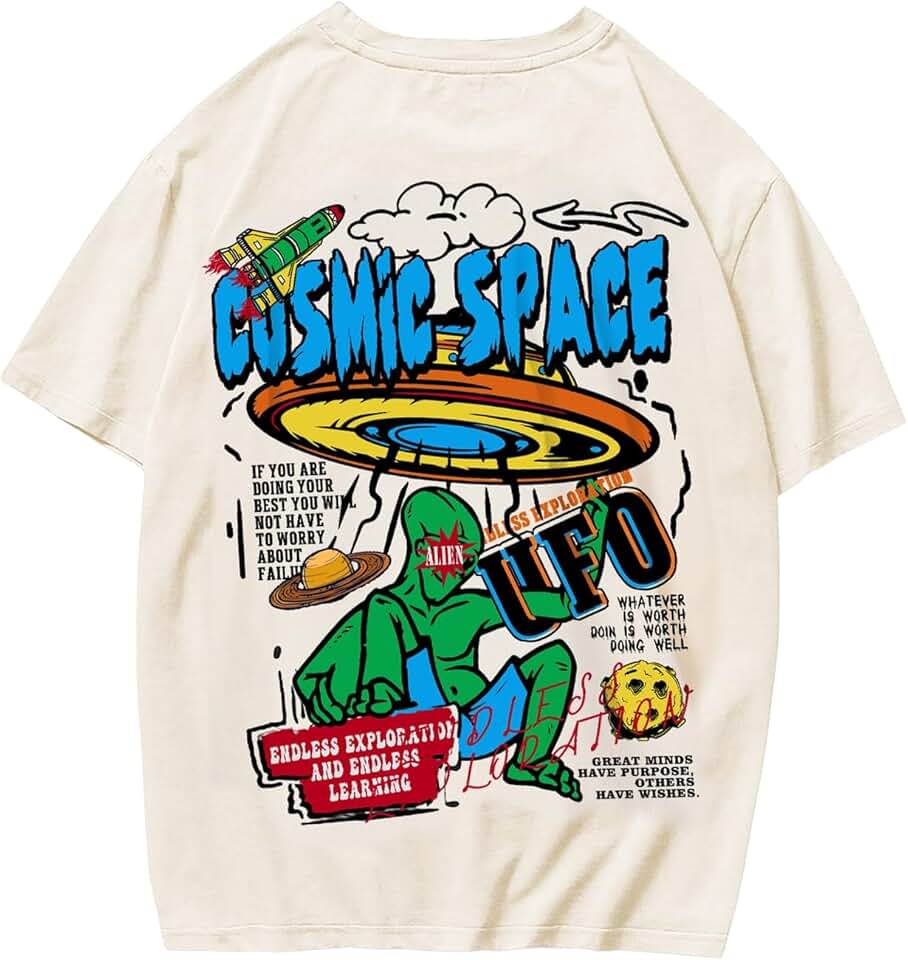 SOLY HUX Camisetas estampadas masculinas Y2K Alien Camisetas vintage 90s Oversized Streetwear Tops