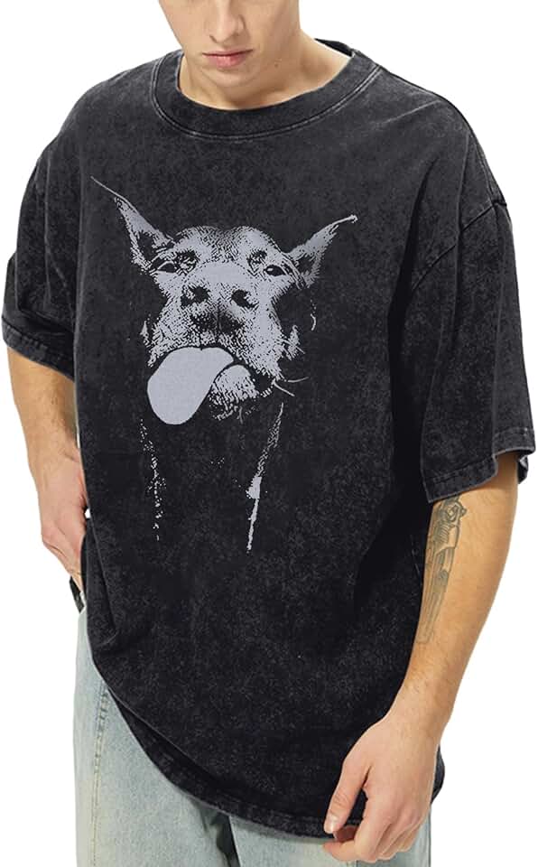 Tuislay Camisetas estampadas grandes vintage masculinas folgadas Y2k algodão lavagem ácida camisetas Harajuku Streetwear Grunge Estética Top