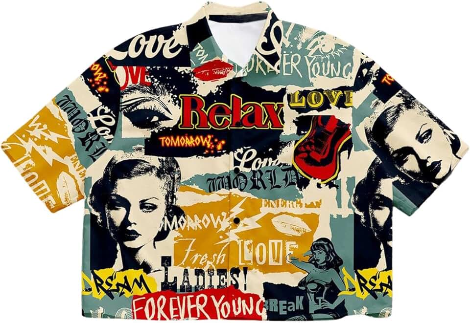 VIPWOLF Camisetas masculinas Y2K abotoadas com colarinho gráfico camisas folgadas de verão streetwear