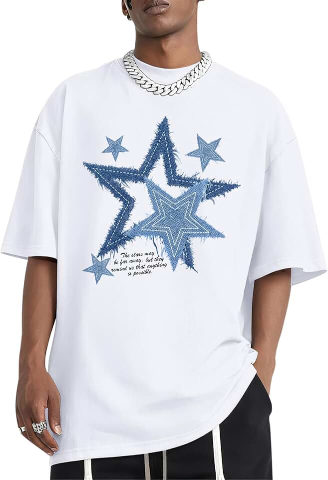 Migxsaf Camiseta masculina com estampa de estrela Y2k camisetas vintage streetwear camisetas motivacionais casuais motivacionais grunge