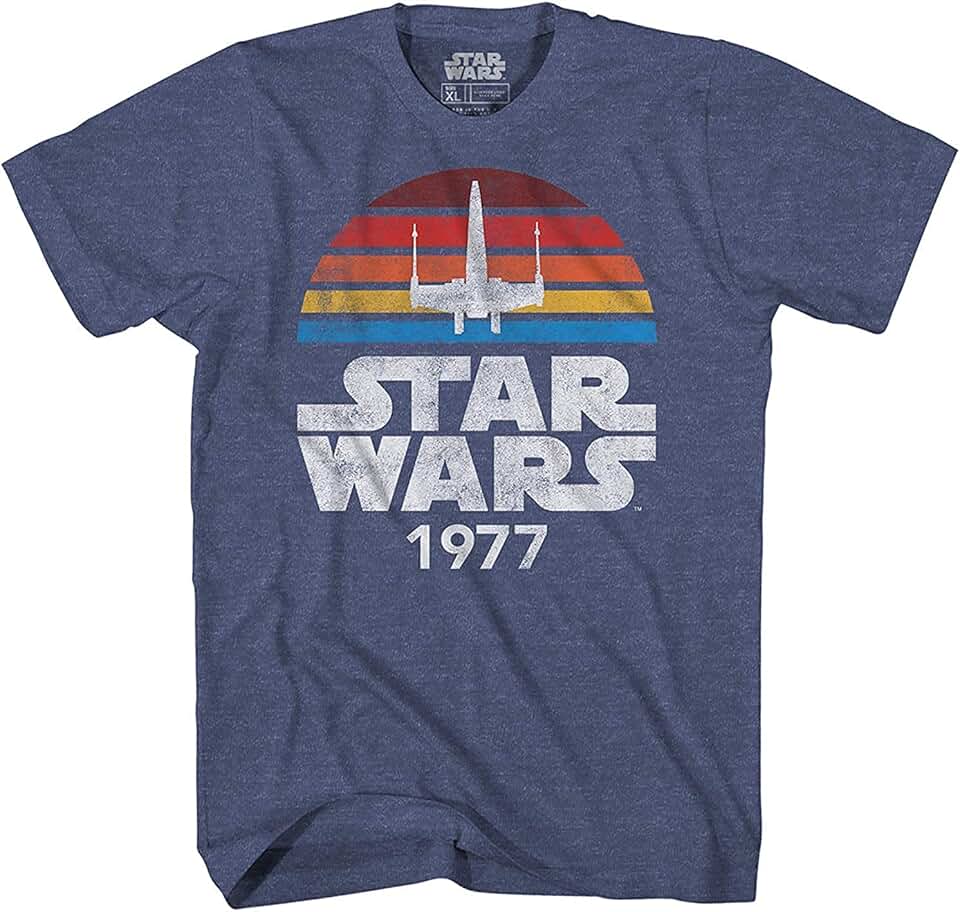 STAR WARS Camiseta masculina adulta com logotipo arco-íris X-Wing 1977