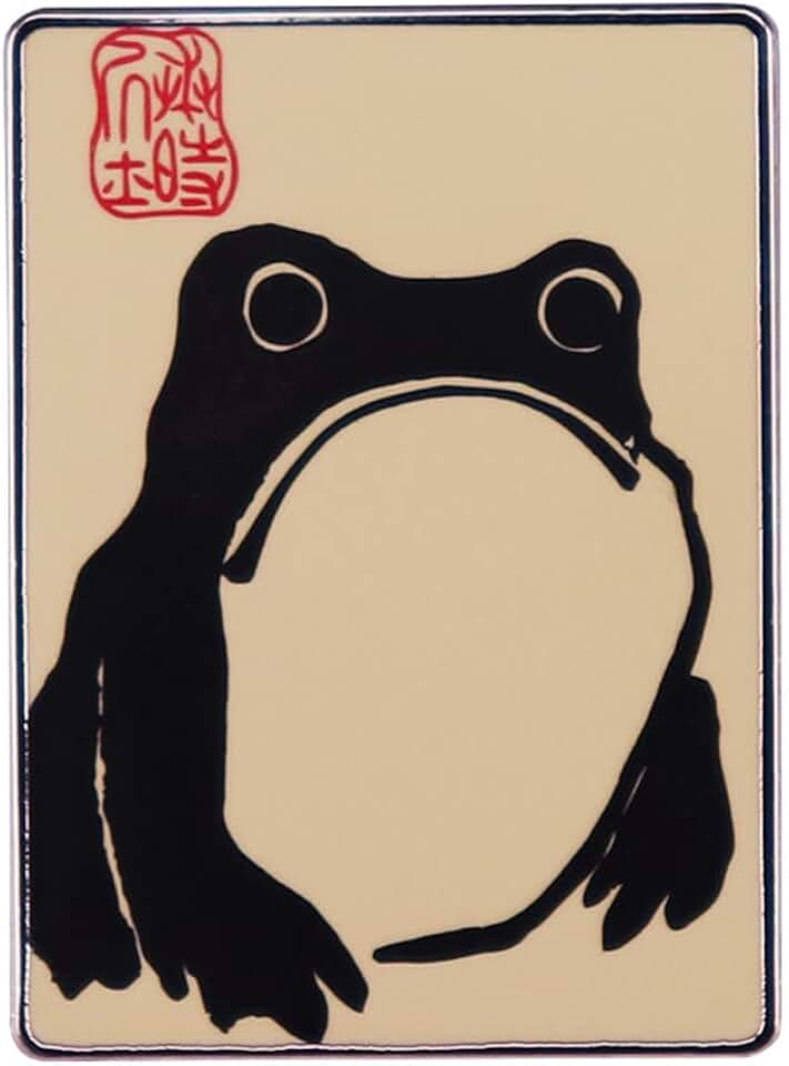 XKYDYF Japanese Art Frog Painting Brooch Cute Animal Enamel Pin Denim Lapel Bag Pin Anime Froggy Metal Badge Clothes/ Jackets &amp; Hat Accessories Jewelry Gift For Friends Gift