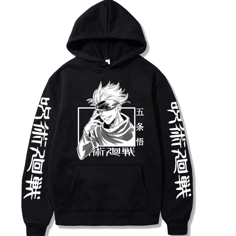 Moletom Blusa Com Bolso Jujutsu Kaisen Gojo Satoru Unissex Feiticeiro Anime Estampado