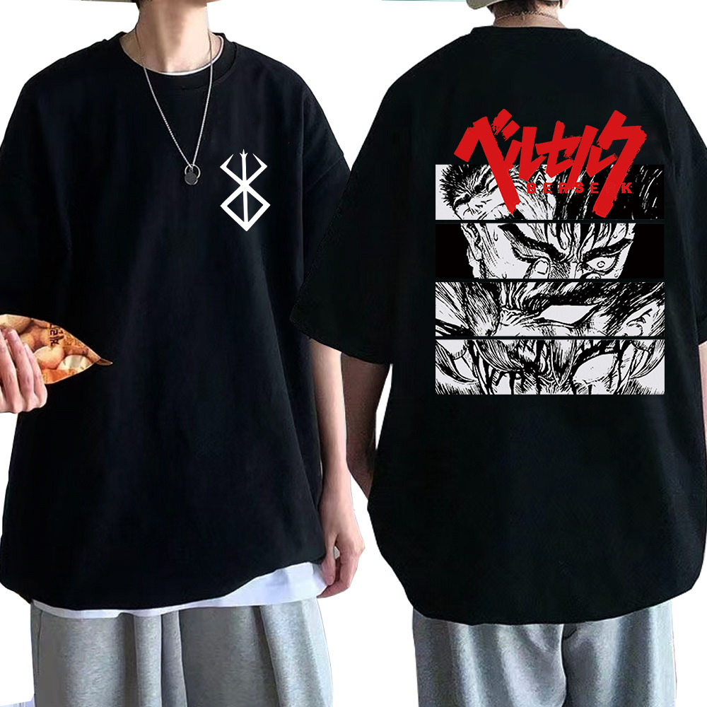 Camiseta Oversized Anime Berserk  Japonês Hip Hop Camisa Streetwear Premium 2024