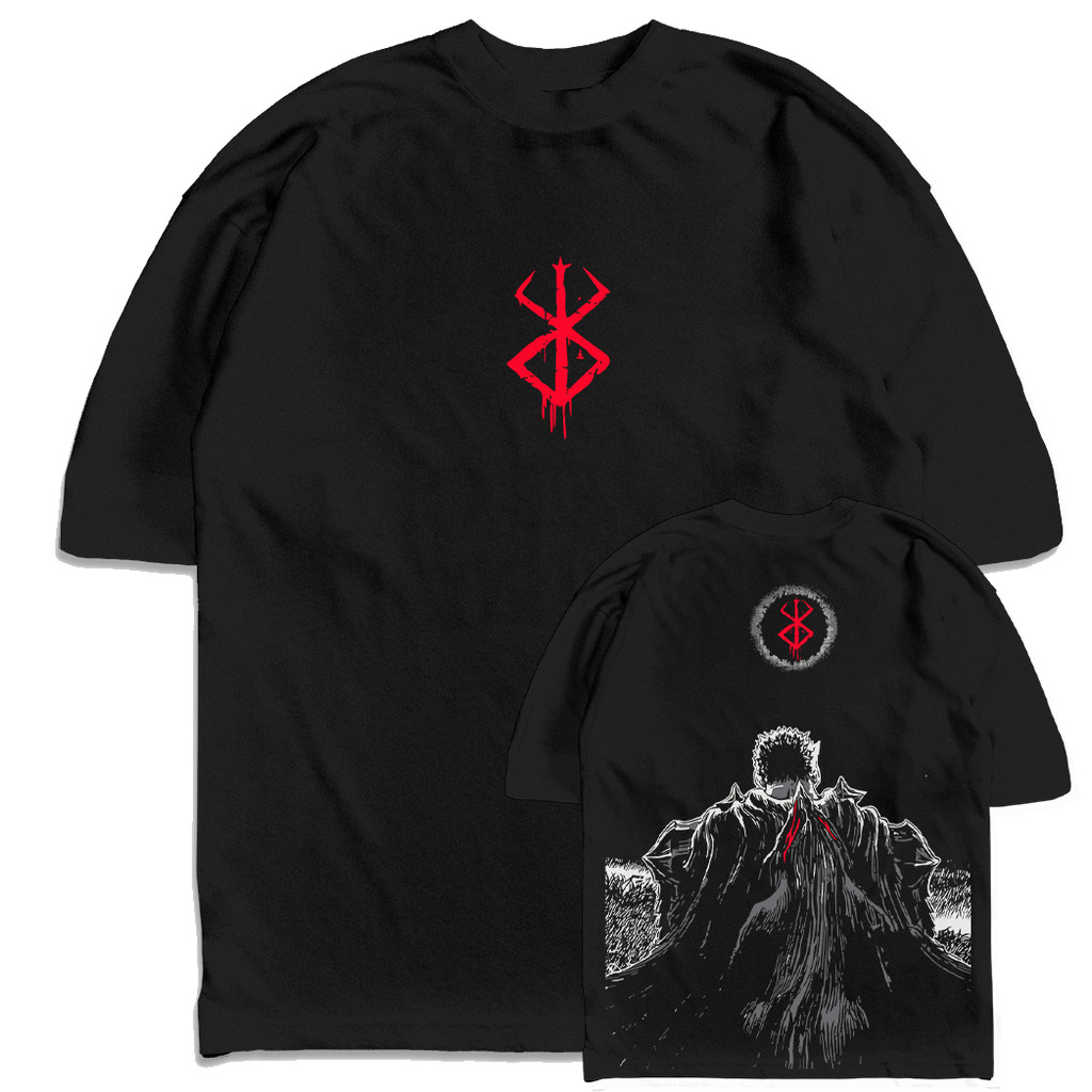 Camiseta Oversized Berserk Anime Mangá Guts Personagem Streetwear Harajuku Aesthetic Camisa Unissex