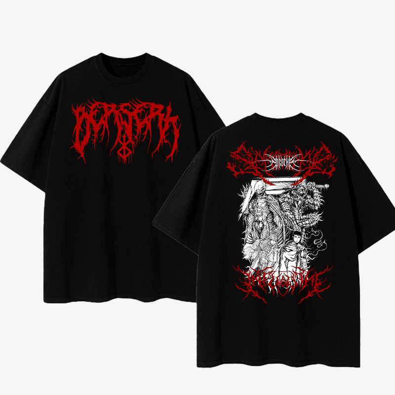 Camisa Oversized Algodão Anime Berserk Guts Streetwear Camiseta Unissex