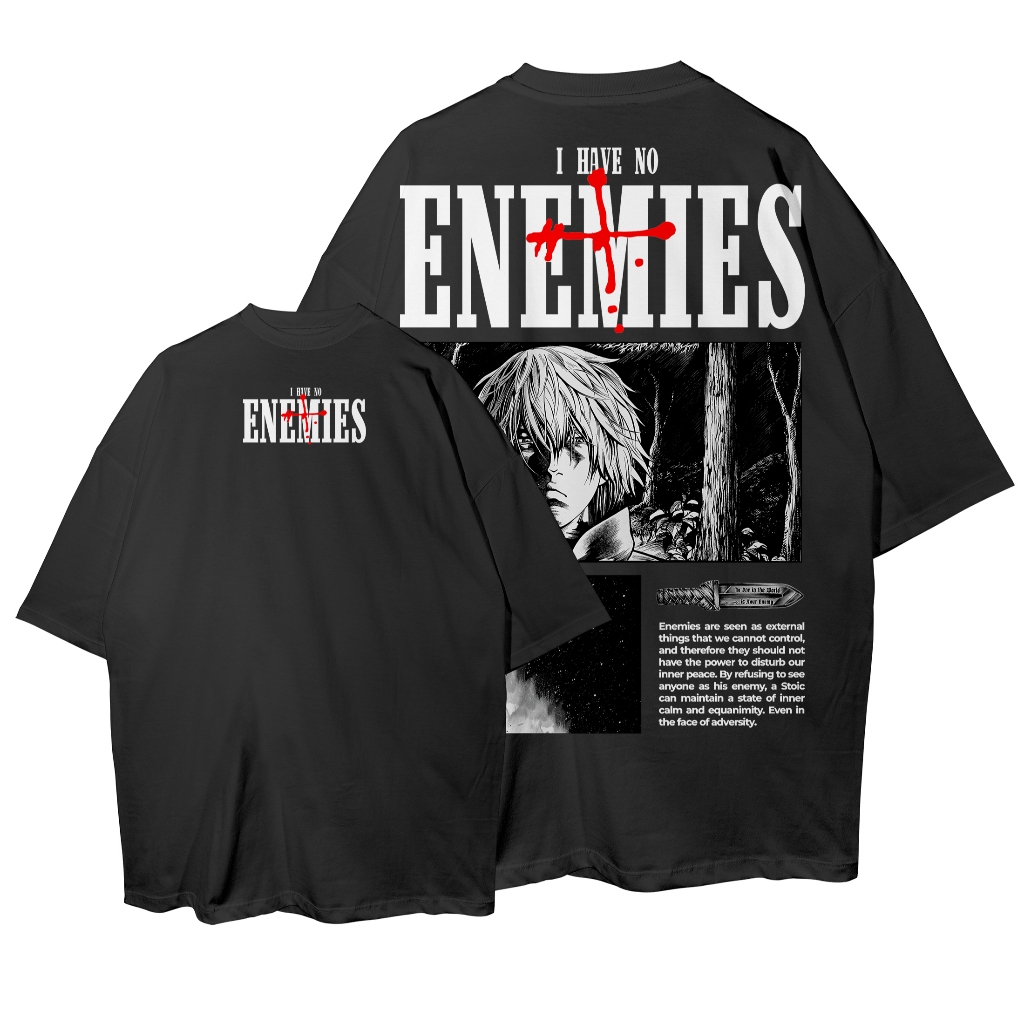 Camiseta Oversized I Have no Enemies Vinland Saga Streetwear Camisa Unissex