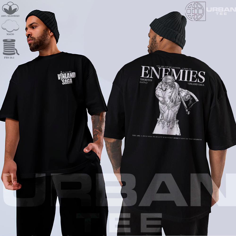 Camiseta Basica e OVERSIZED Vinland Saga Enemies Thorfinn Anime Unissex