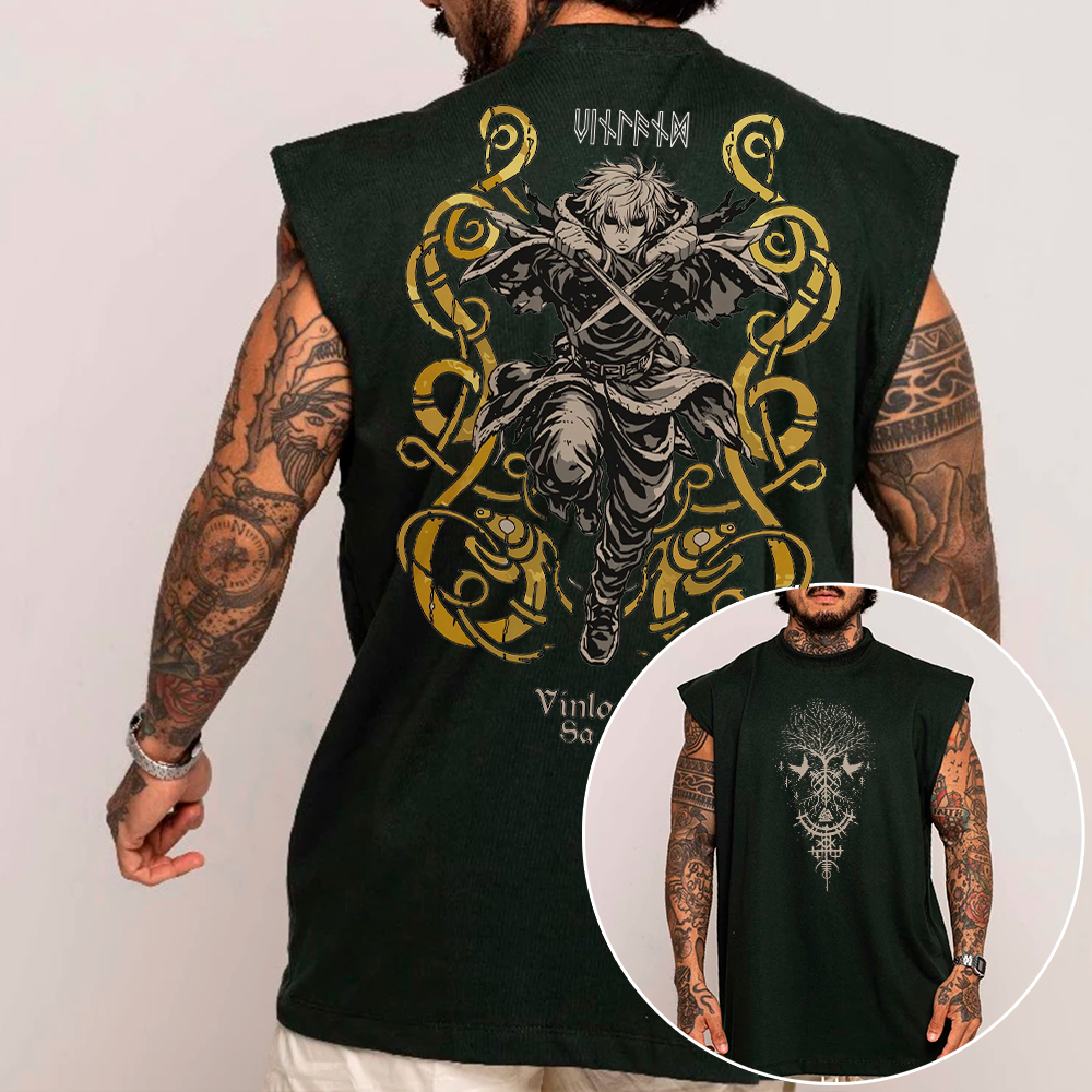 Camiseta Regata Machao OVERSIZED Thorfinn Torufin Vinland Saga Viking Anime Gym Unissex