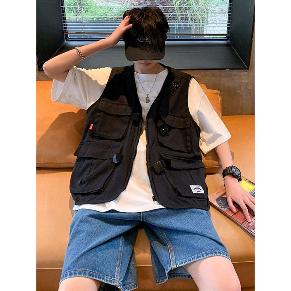 Nacional na moda funcional tático ferramentas colete americano das mulheres dos homens verão fino Multi-bolso Hip-hop es