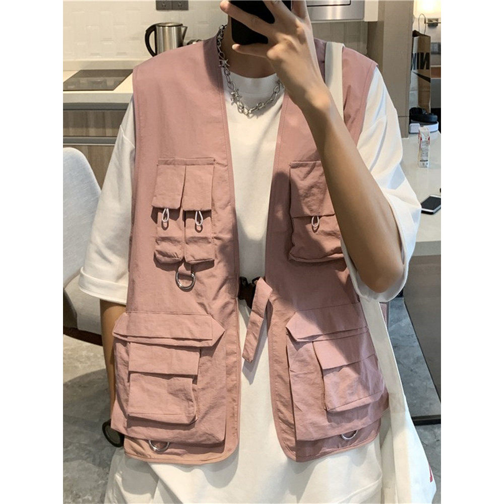 Americano Retro estilo funcional tático colete de carga das mulheres dos homens na moda verão exterior Wear oldshool jaq