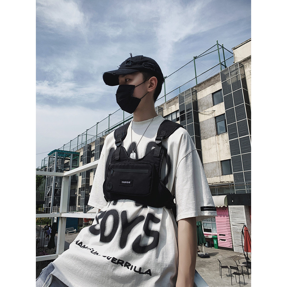 Street Wear saco tático masculino funcional colete saco Casual único ins saco de peito masculino ferramentas mochila