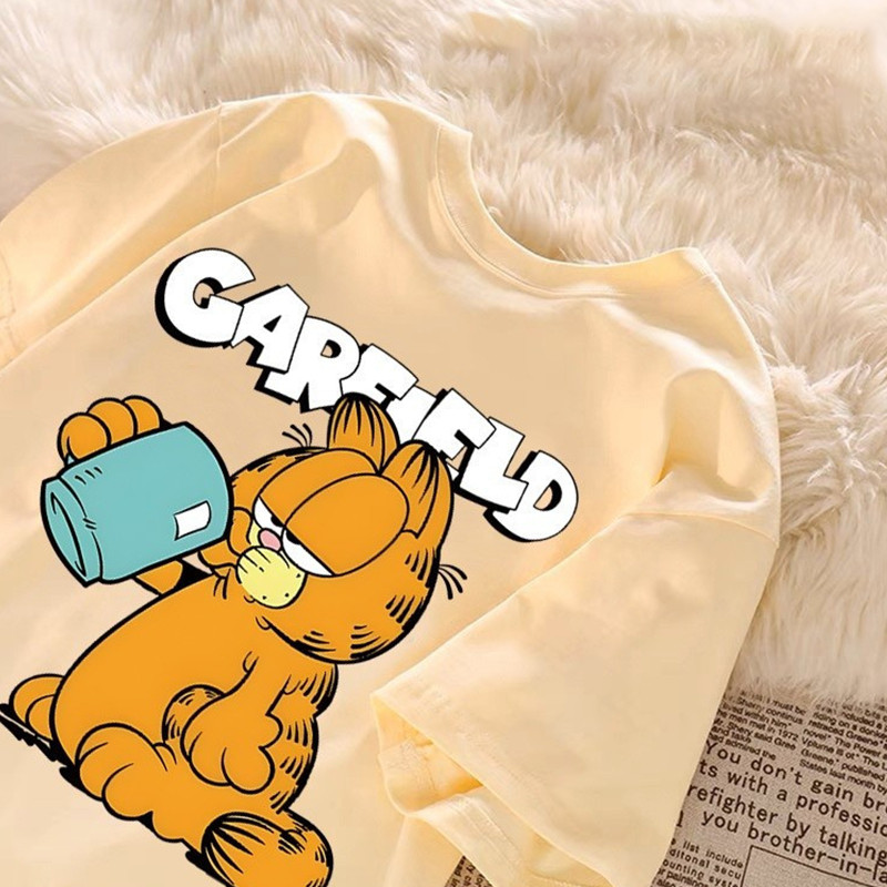 Camiseta Garfield Coffe MOOD Oversized Feminina Harajuku Coreana Estilo Japones