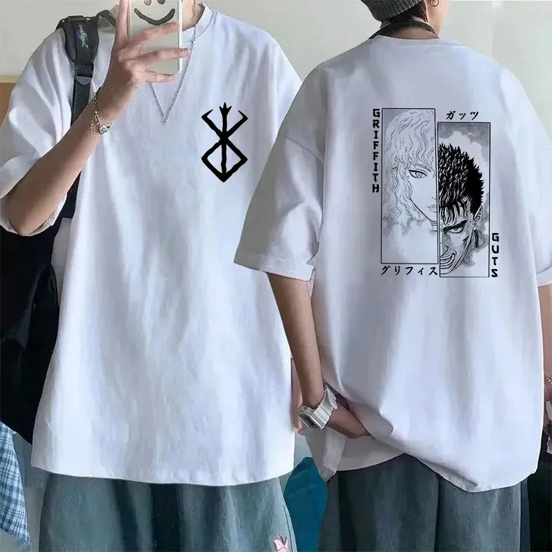 Camiseta Camisa Basica Anime Berserker GutsxGriffith Estilo Japones Gola Solta Redonda Manga Harajuku