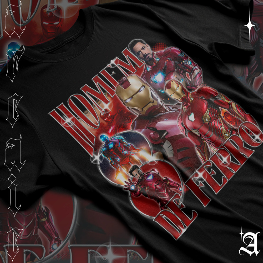 Camiseta Basica Algodao Marvel Comics Super Herói Homem De Ferro Tony Stark Image Moments Unissex 02