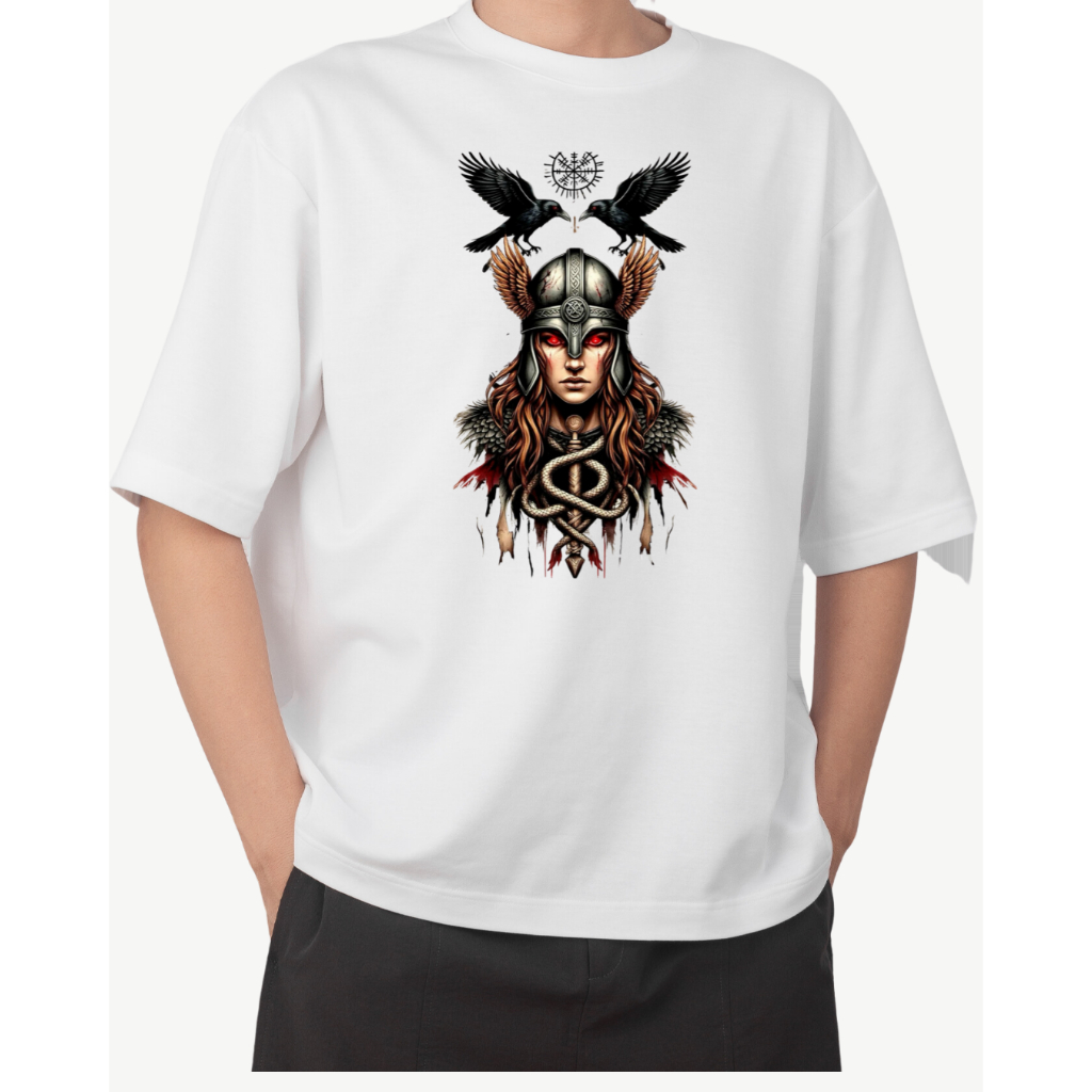 Camiseta Masculina Feminina Estampada Odim Valquíria Nórdica Viking Guerreiro Orixá Quimbanda Umbanda Xamã 100% algodão