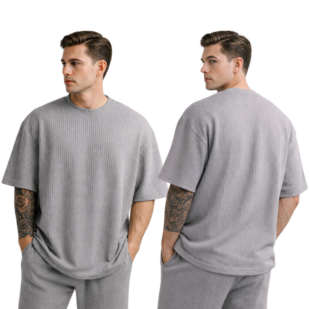 Camiseta Oversized Masculina Texturizada Casual Básica Lisa Premium
