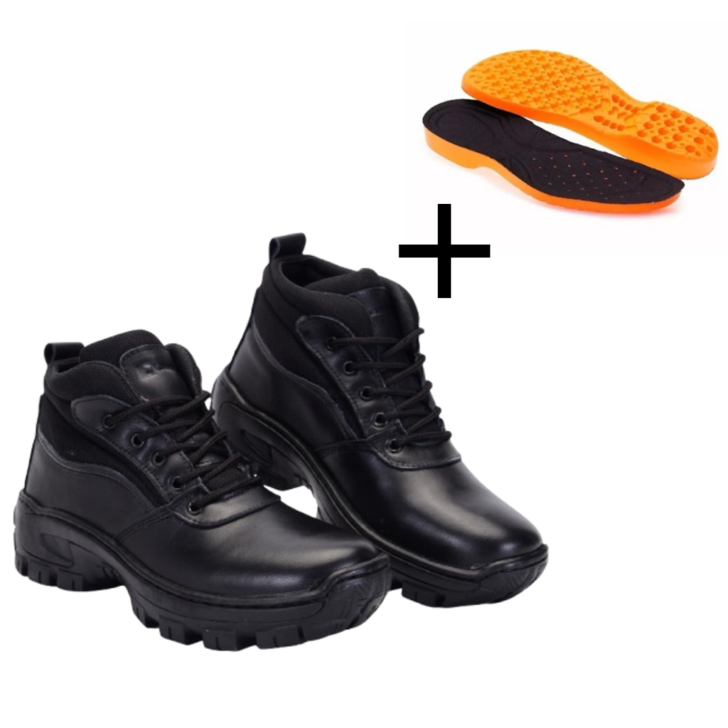 Bota de Segurança Tática Preta 100% Resistente Conforte Ótima Para Trabalho Confortável