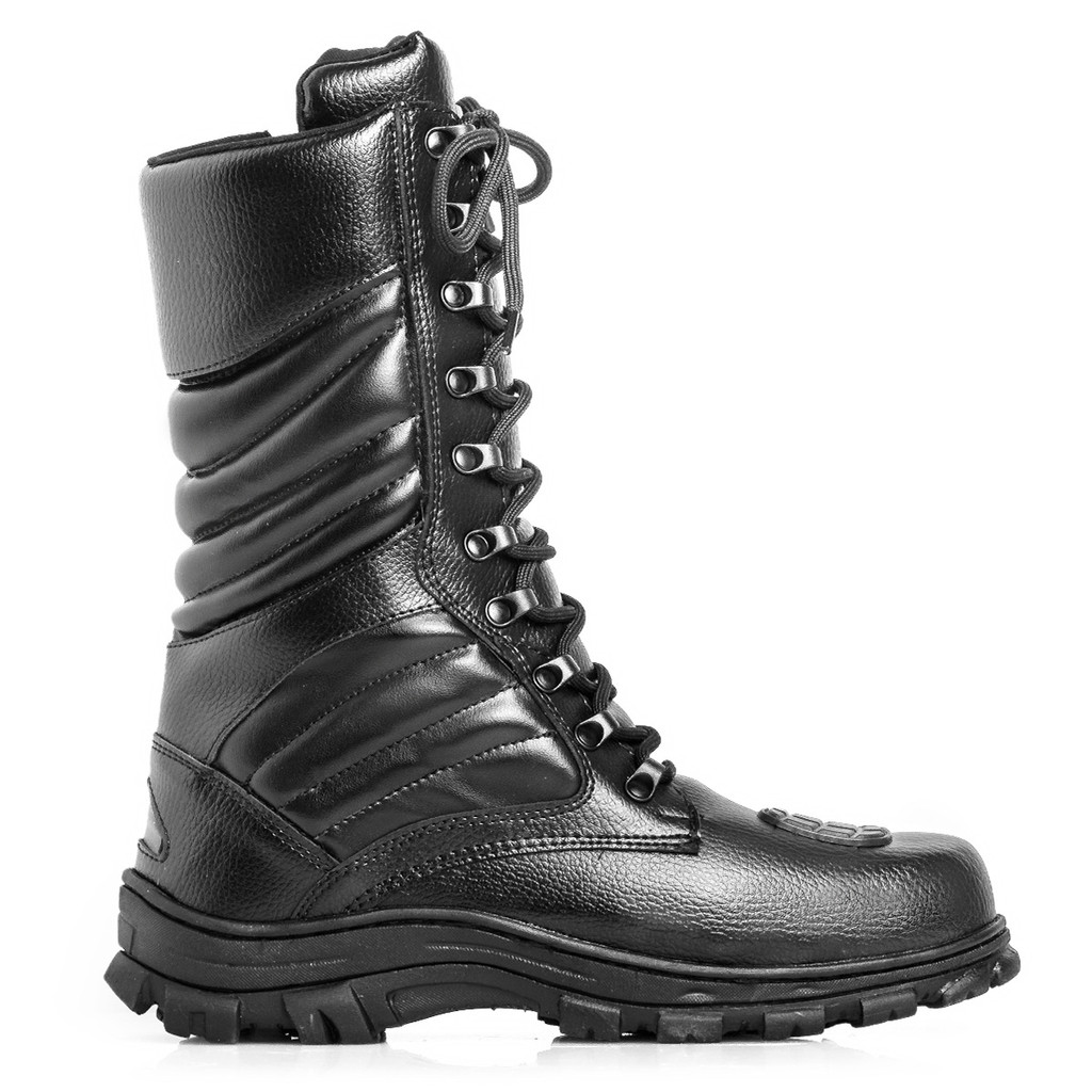 Bota Masculina Coturno Tática Militar Preta Cano Longo Confortável Resistente Zíper Lateral