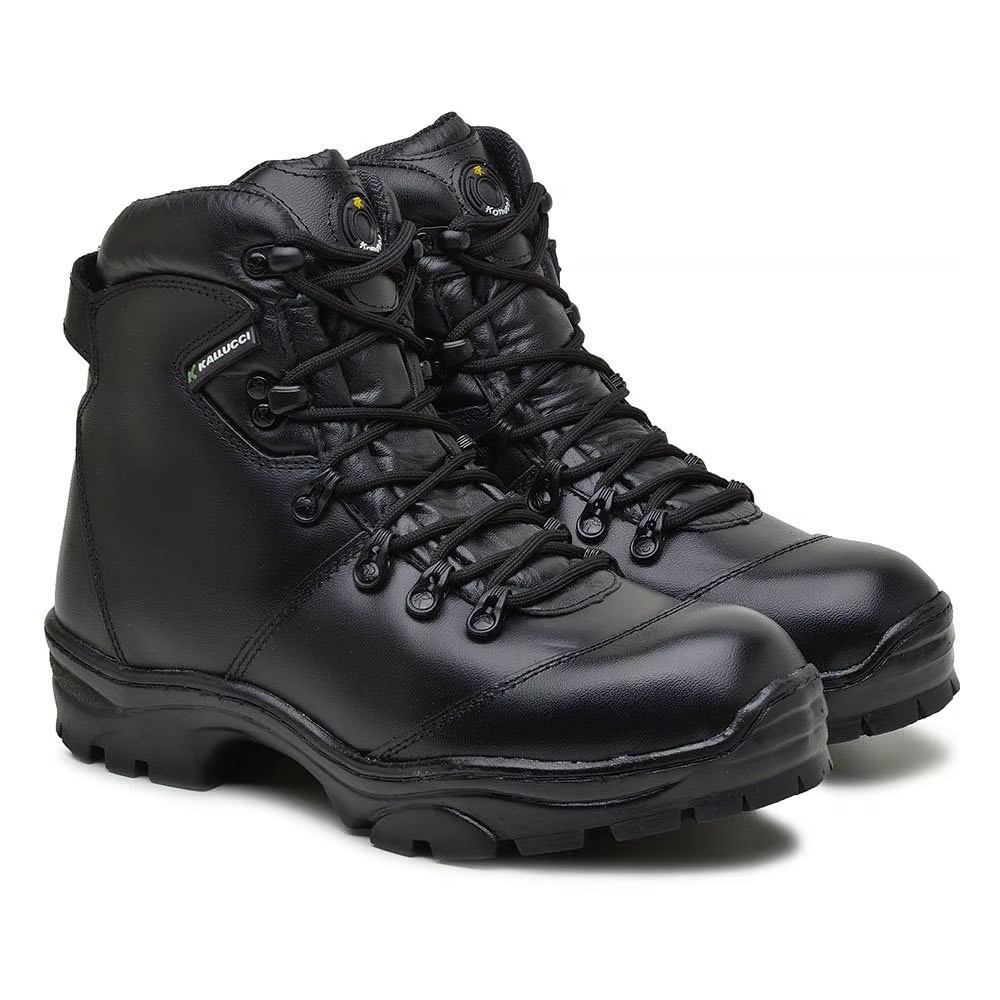 Bota Tática Militar Hidrofugada Everest Preta Couro Legítimo Conforto