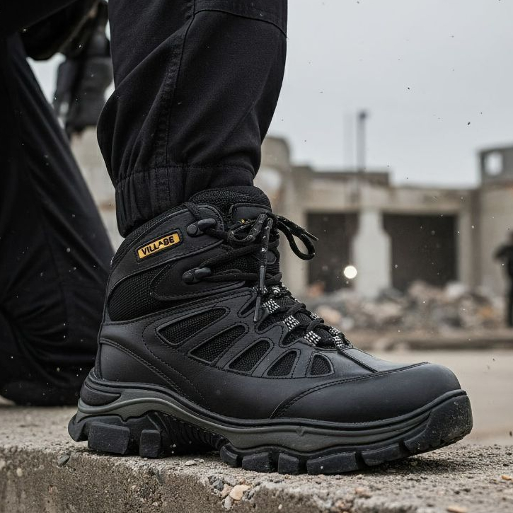 Bota Tática Militar Masculina Impermeável Couro Legitimo Solado Tratorado VILL-96 Preta